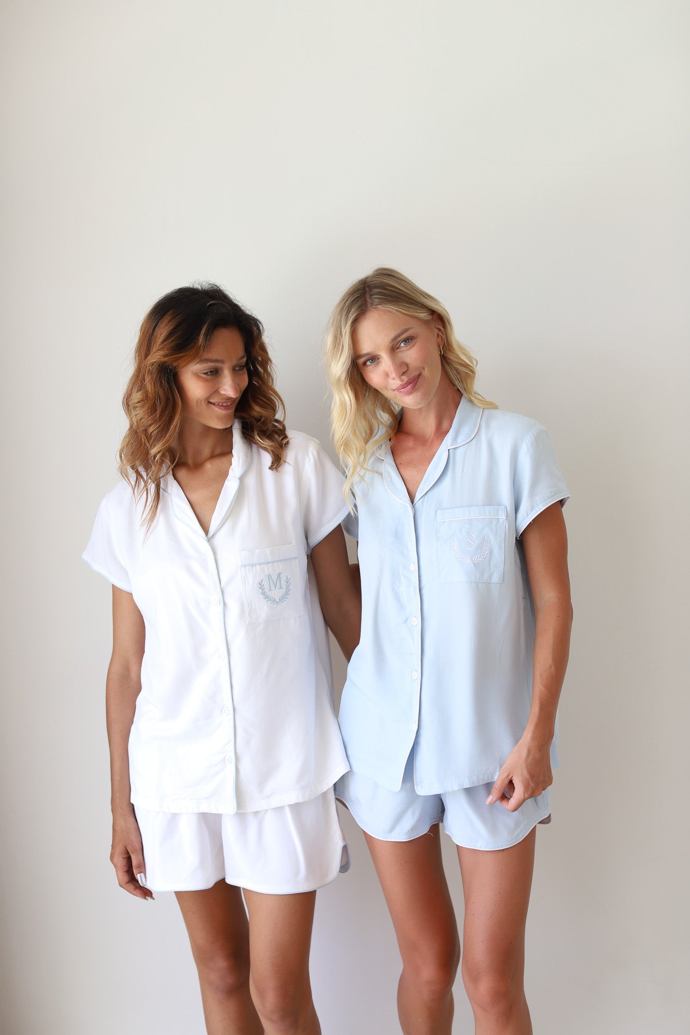 Cornflower Sofia Satin Shortie Pajamas