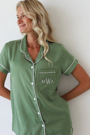 Sage Sofia Satin Shortie Pajamas