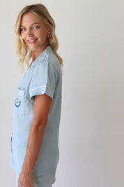 Cornflower Sofia Satin Shortie Pajamas