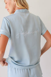 Cornflower Sofia Satin Shortie Pajamas
