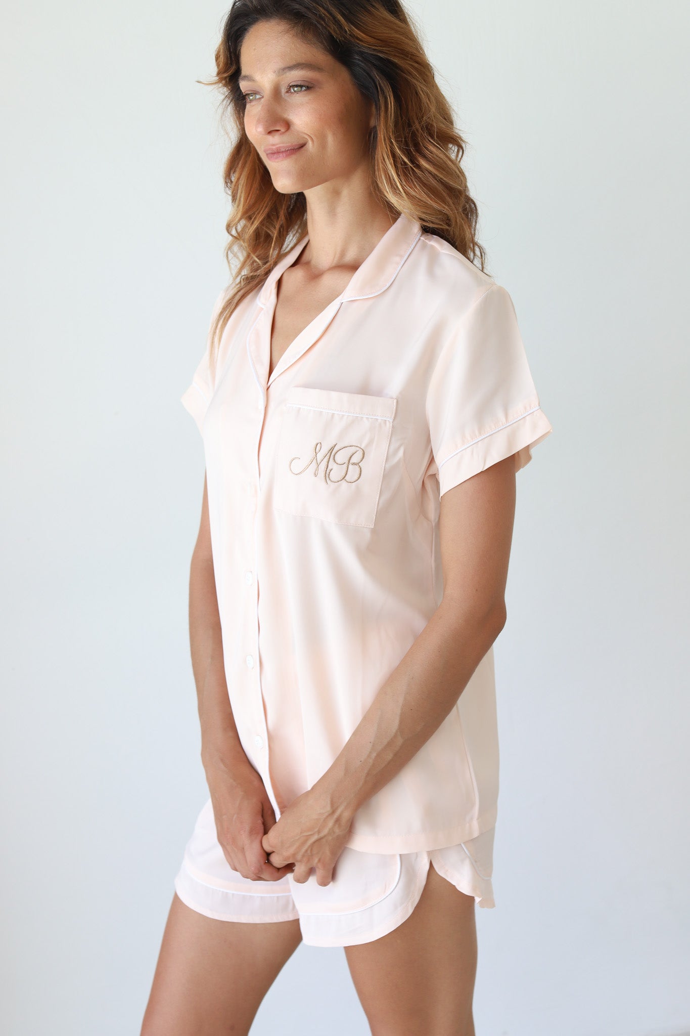 Blush Sofia Satin Shortie Pajamas