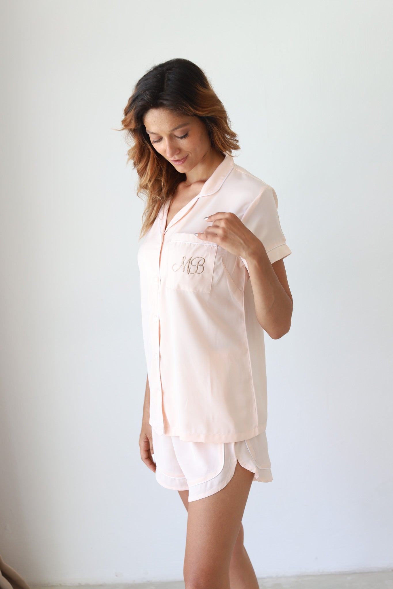 Blush Sofia Satin Shortie Pajamas