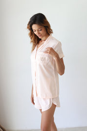 Blush Sofia Satin Shortie Pajamas