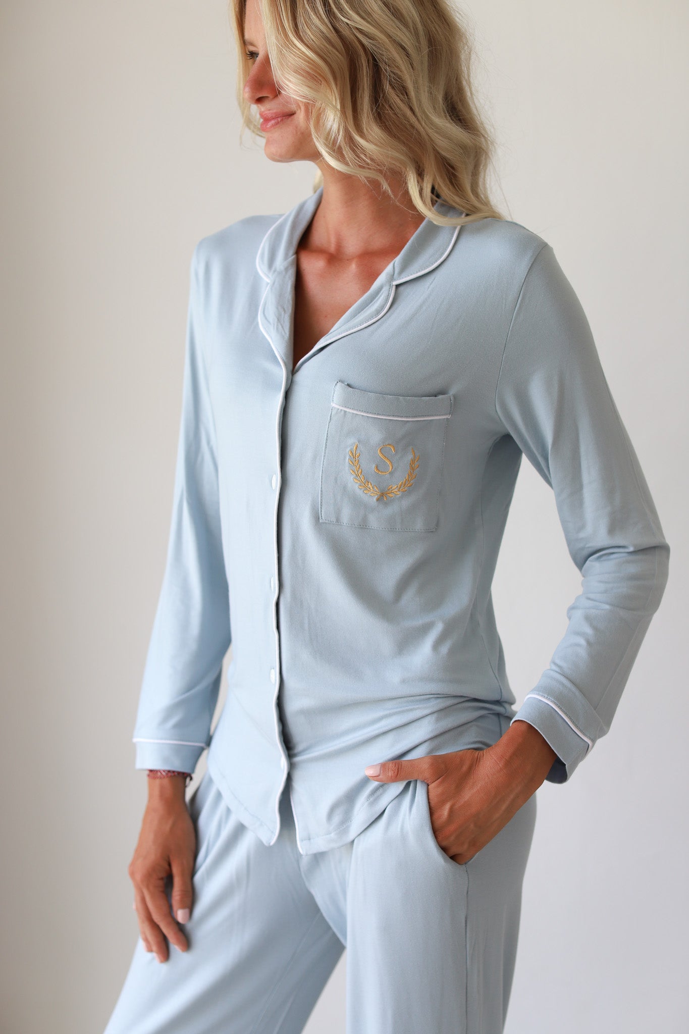 Dusty Blue Phoebe Jersey Winterland Pajamas