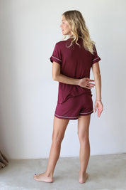 Burgundy Phoebe Jersey Shortie Pajamas