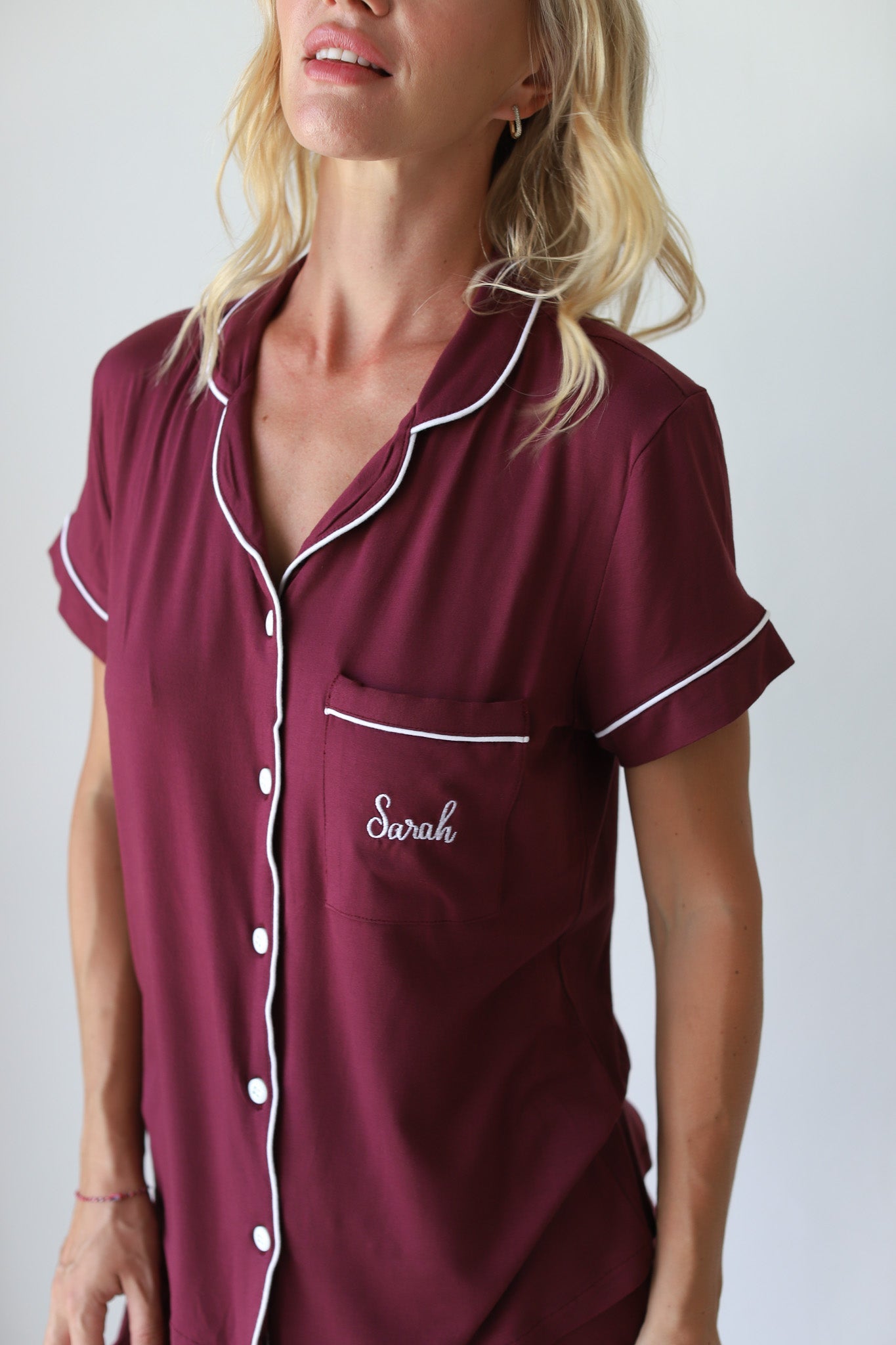Burgundy Phoebe Jersey Shortie Pajamas
