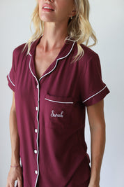 Burgundy Phoebe Jersey Shortie Pajamas