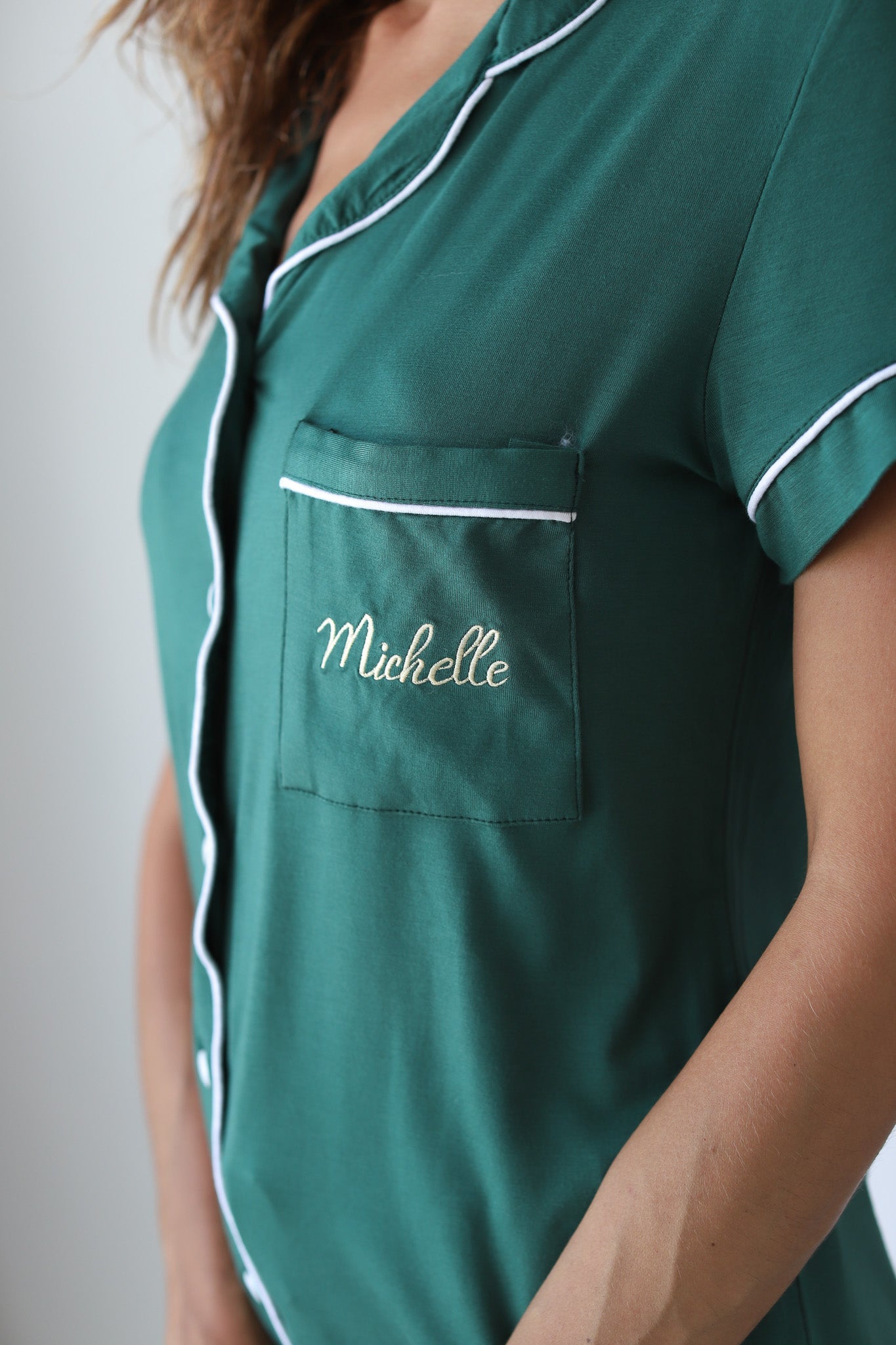 Hunter Green Phoebe Jersey Shortie Pajamas