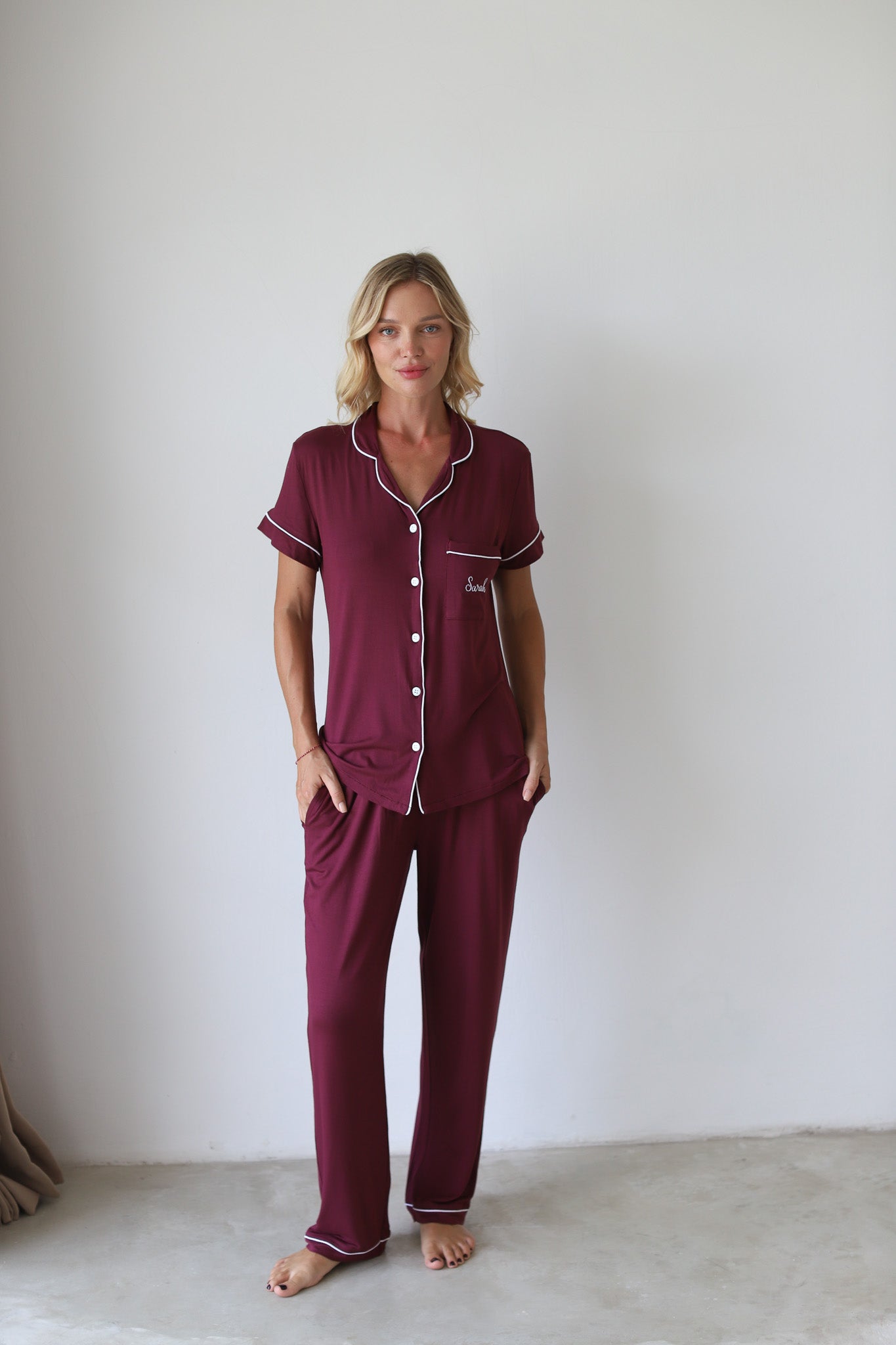 Maroon Phoebe Jersey Midnight Pajamas
