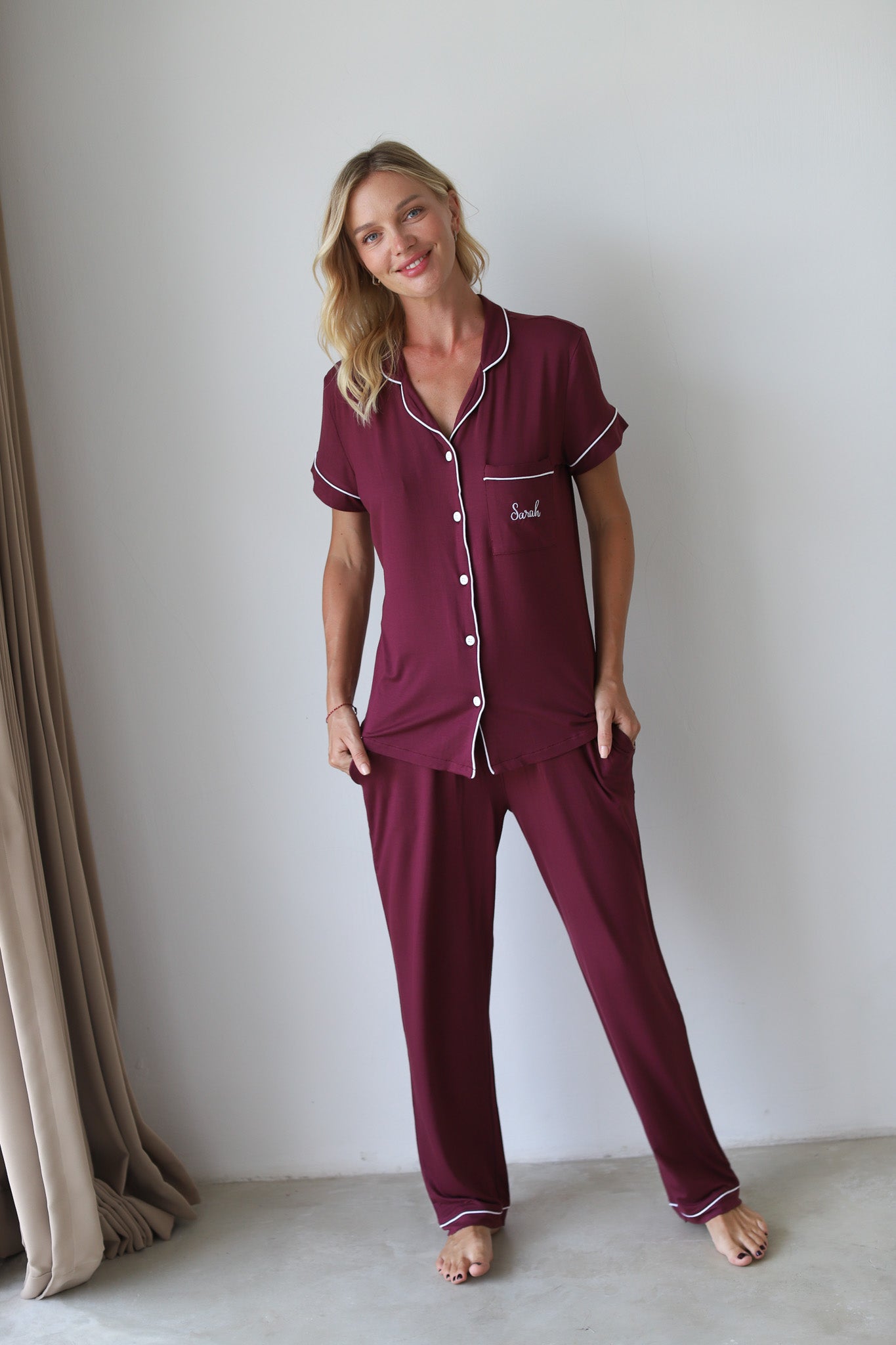 Maroon Phoebe Jersey Midnight Pajamas