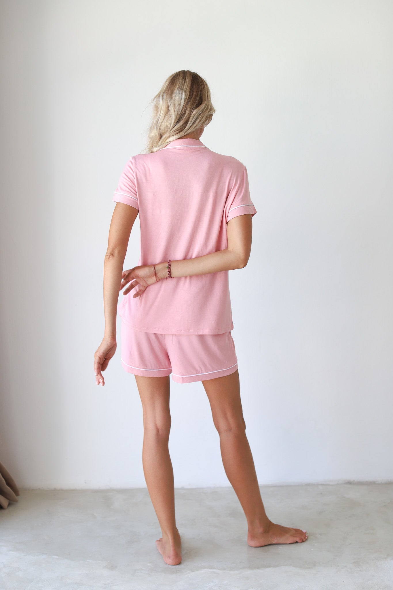 Baby Pink Phoebe Jersey Shortie Pajamas