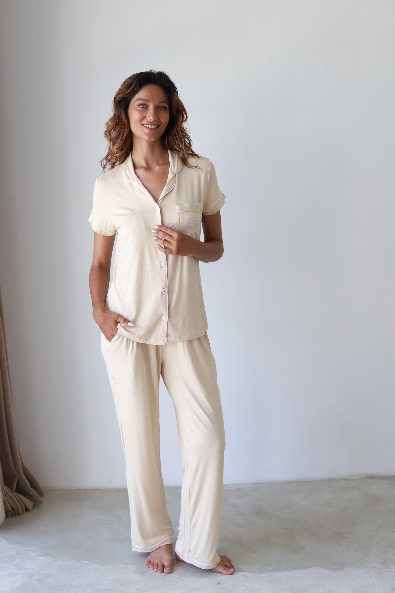 Ecru Phoebe Jersey Midnight Pajamas
