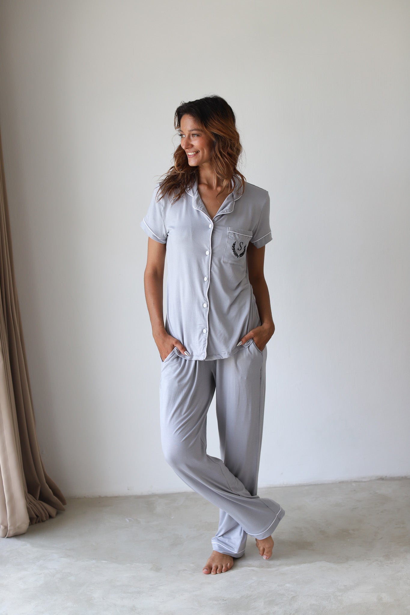 Grey Phoebe Jersey Midnight Pajamas