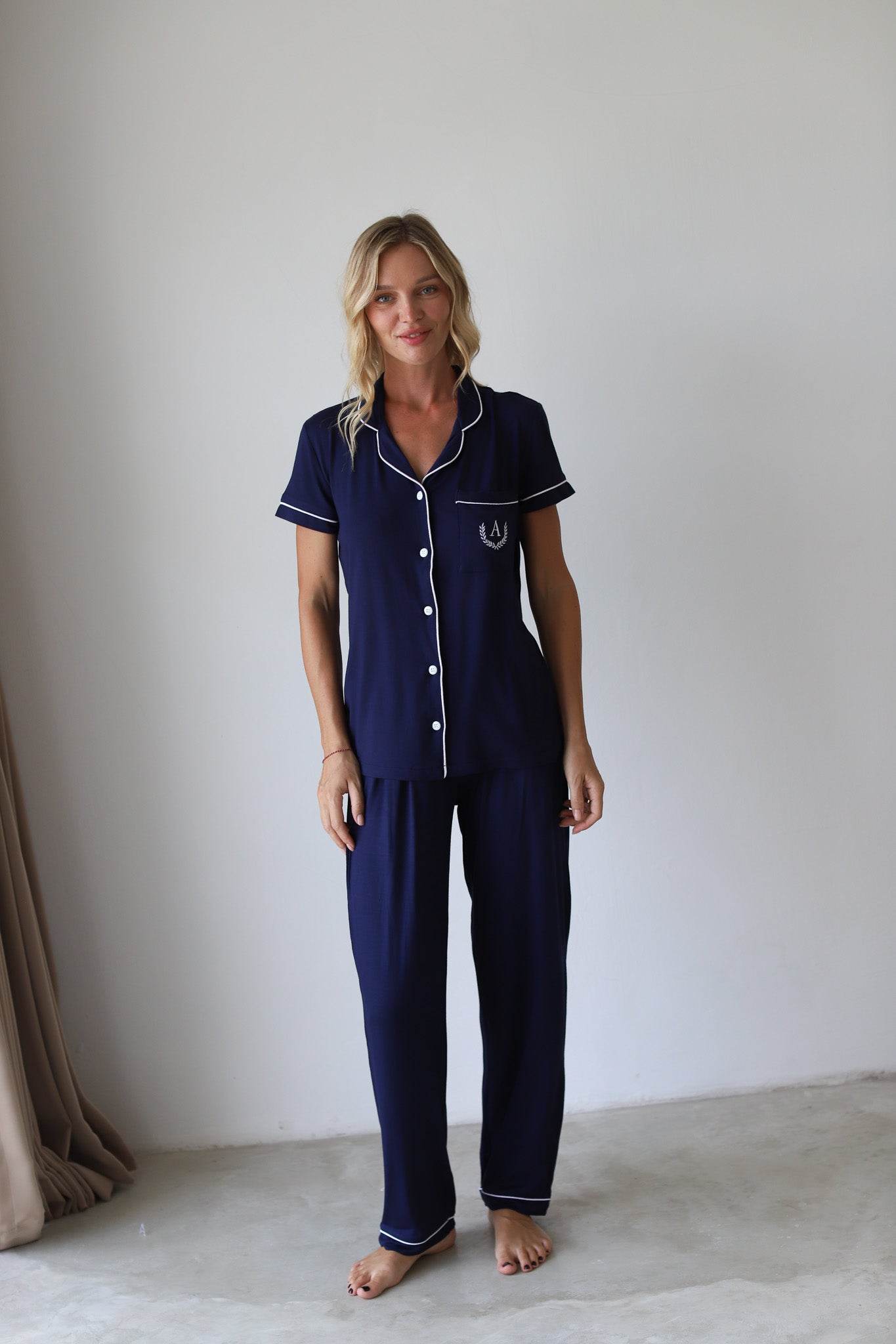Navy Phoebe Jersey Midnight Pajamas