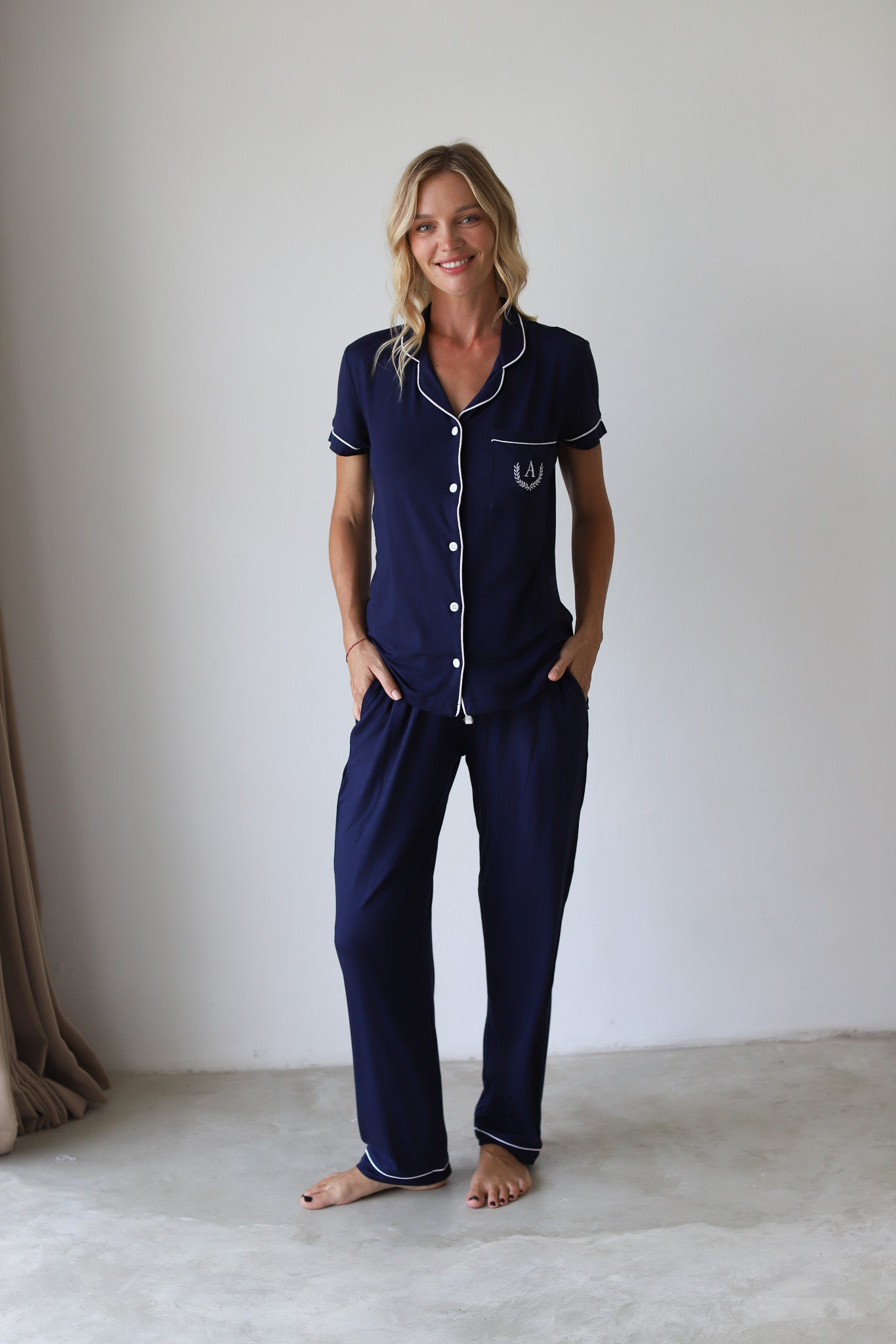 Navy Phoebe Jersey Midnight Pajamas
