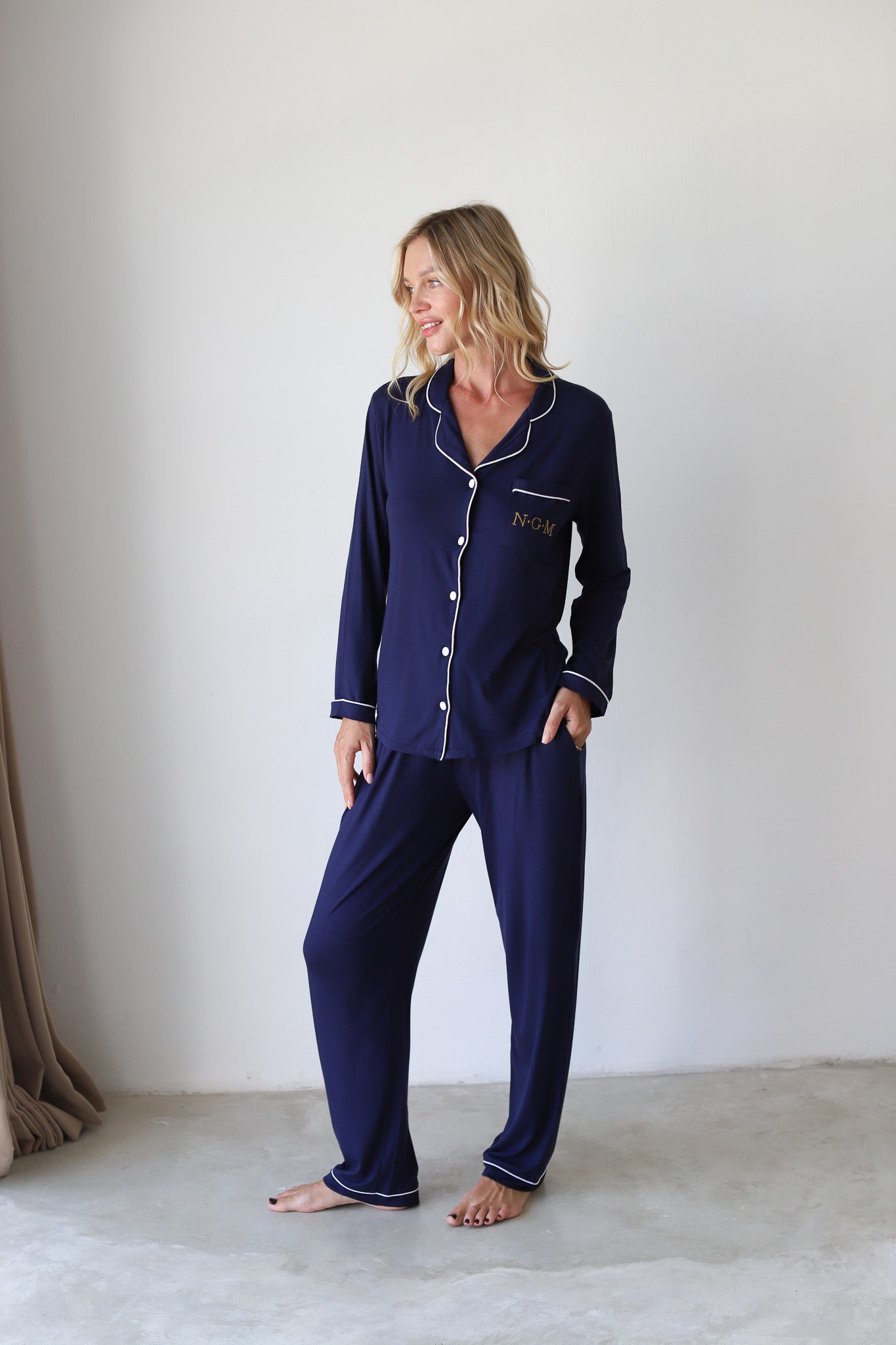 Navy Phoebe Jersey Winterland Pajamas