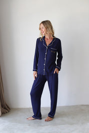 Navy Phoebe Jersey Winterland Pajamas