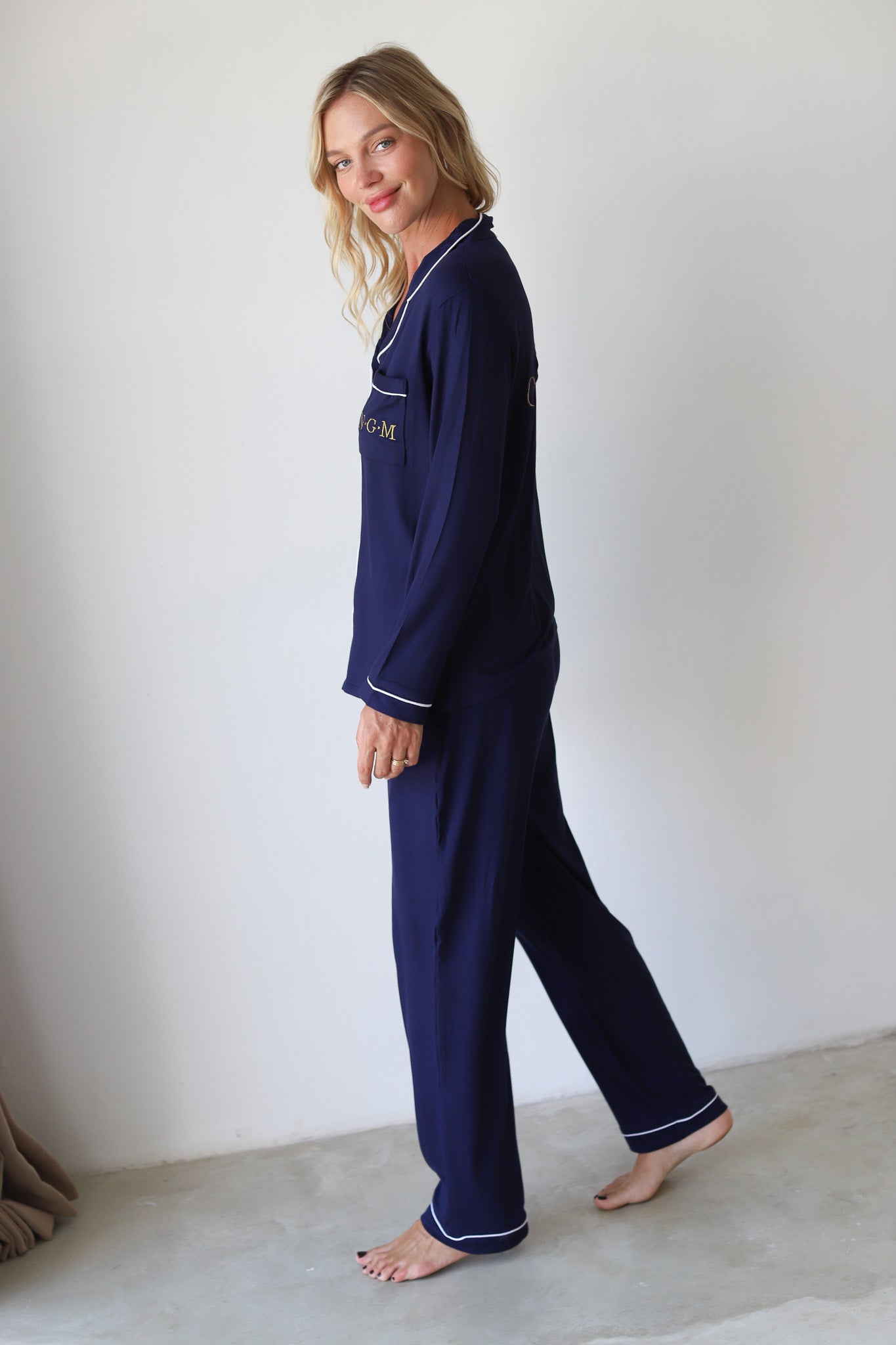 Navy Phoebe Jersey Winterland Pajamas