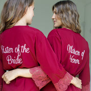Lace Trimmed Crepe Robe