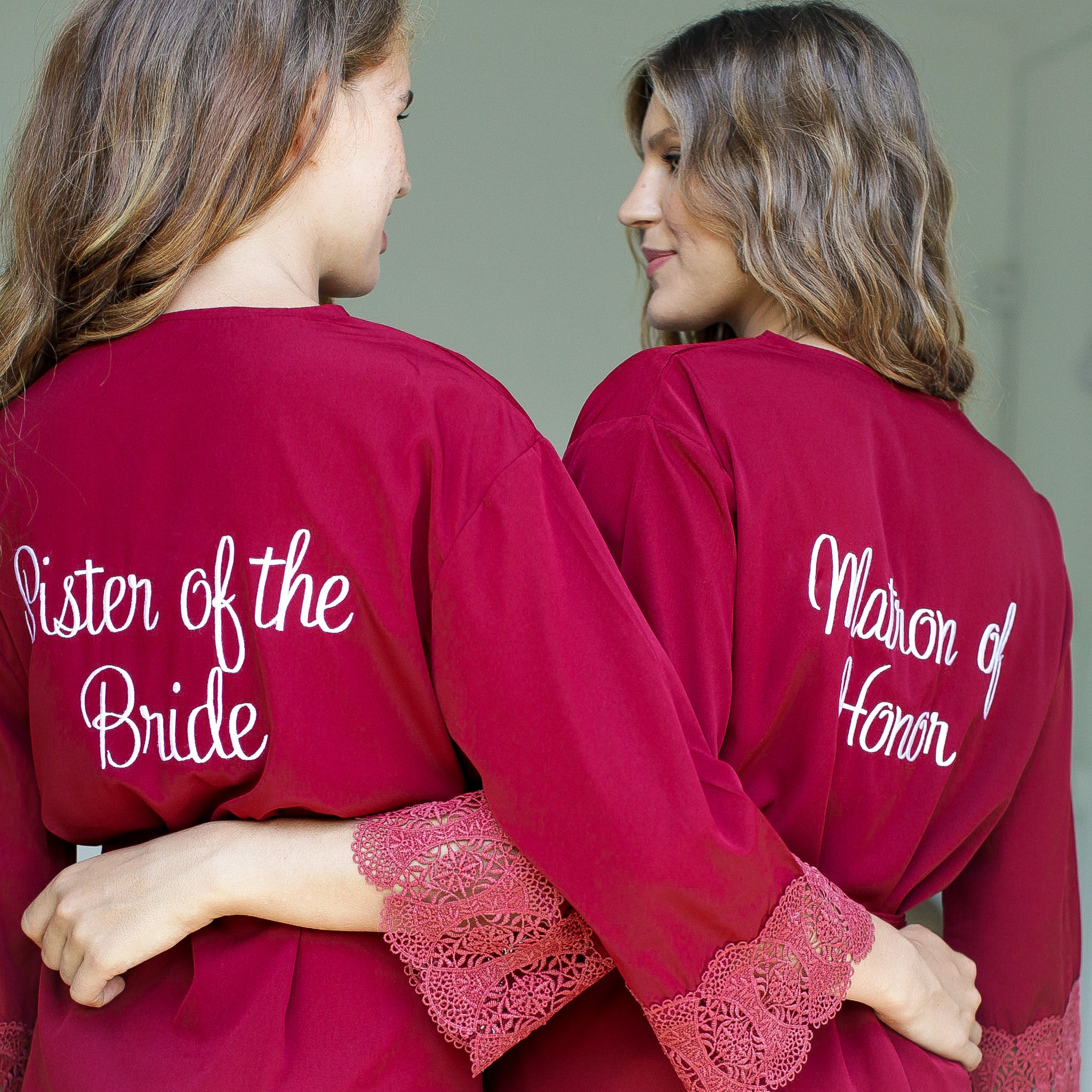 Lace Trimmed Crepe Robe