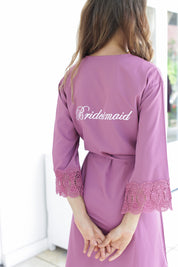Lace Trimmed Crepe Robe