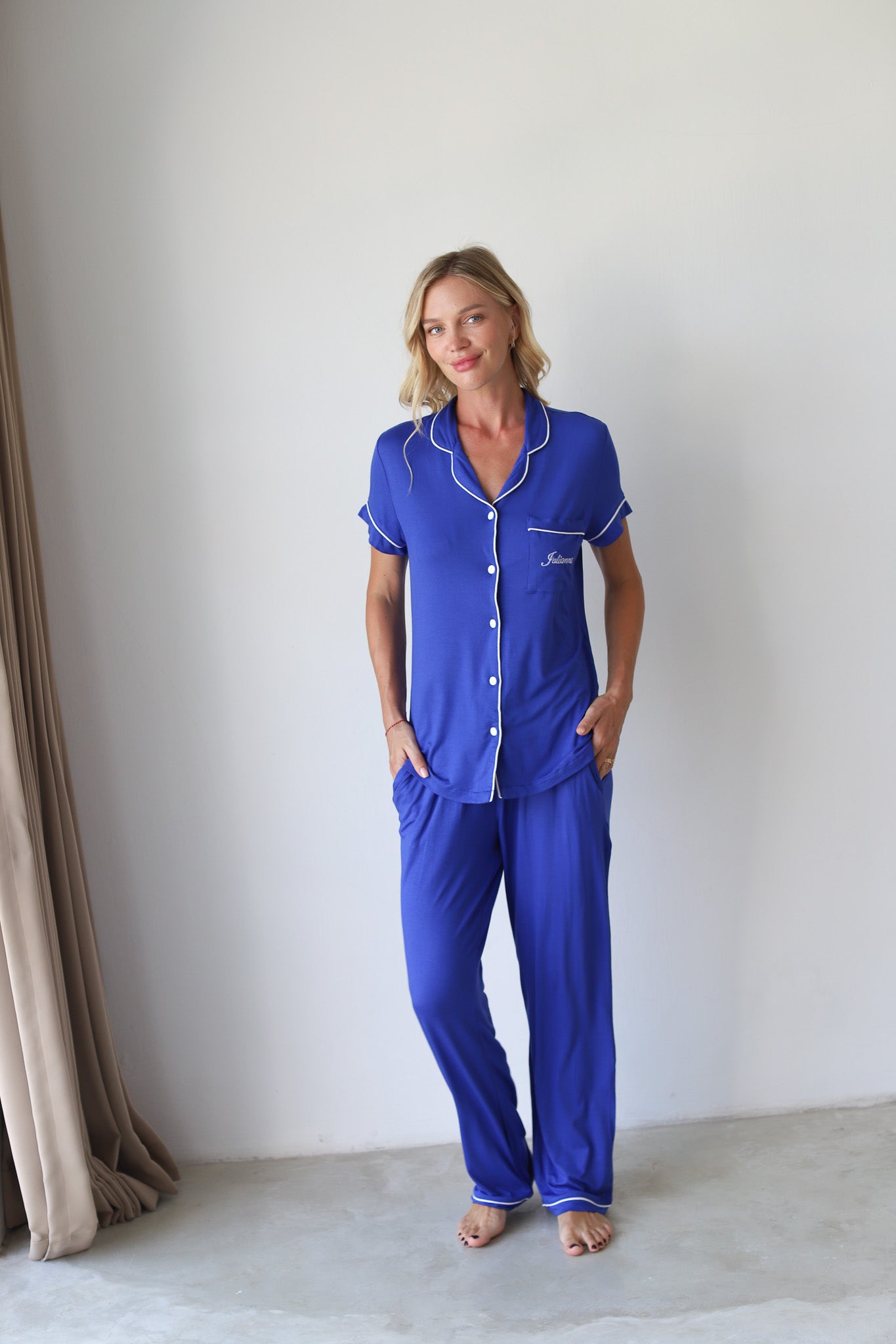 Royal Blue Phoebe Jersey Midnight Pajamas