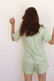 Sage Ruffle Rayon Shortie Pajamas
