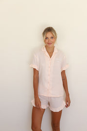 Blush Ruffle Rayon Shortie Pajamas