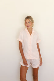 Blush Ruffle Rayon Shortie Pajamas