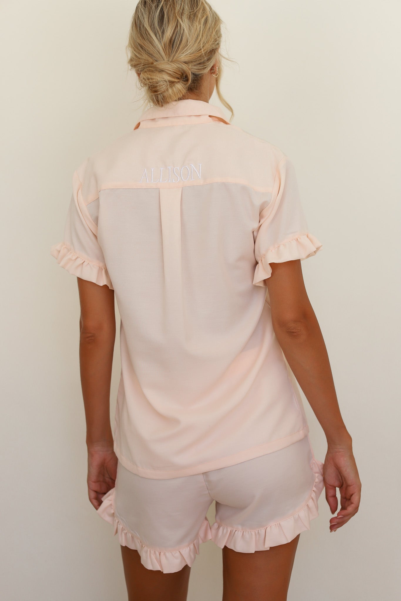Blush Ruffle Rayon Shortie Pajamas