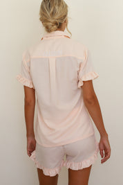 Blush Ruffle Rayon Shortie Pajamas