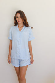 Cornflower Ruffle Rayon Shortie Pajamas