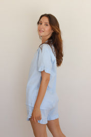 Cornflower Ruffle Rayon Shortie Pajamas