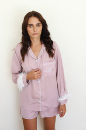 Mauve Satin Feather Springster Pajamas