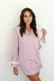 Mauve Satin Feather Springster Pajamas