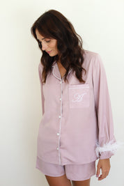 Mauve Satin Feather Springster Pajamas