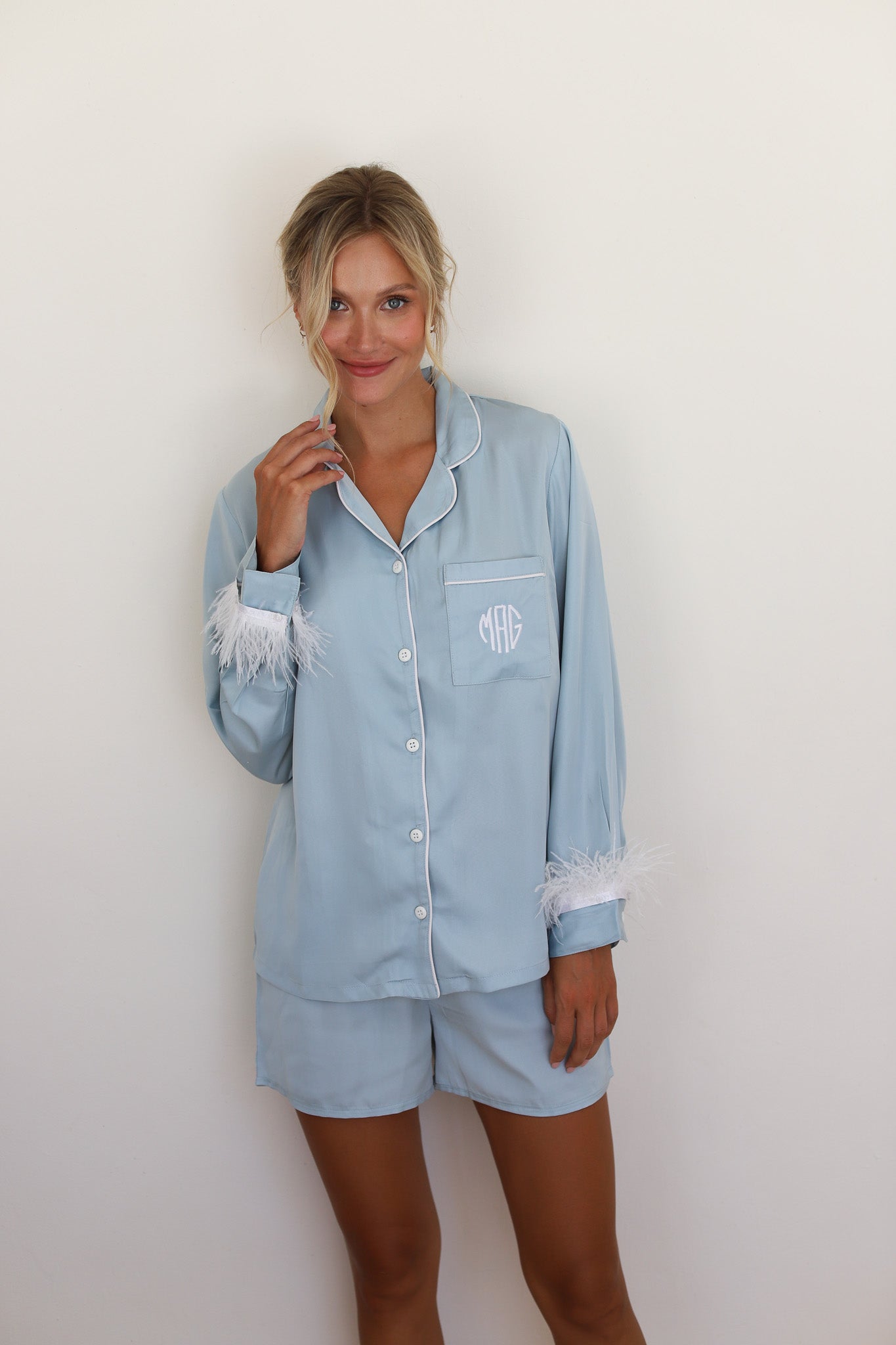 Cornflower Satin Feather Springster Pajamas
