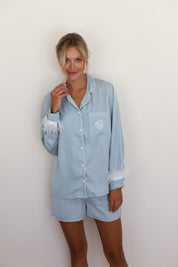 Cornflower Satin Feather Springster Pajamas