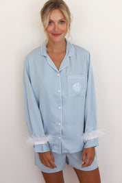 Cornflower Satin Feather Springster Pajamas