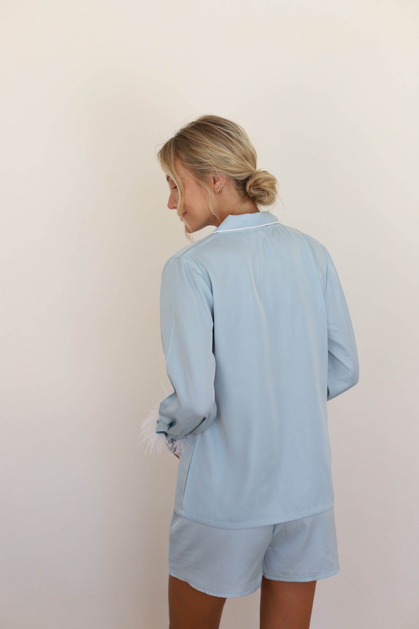 Cornflower Satin Feather Springster Pajamas