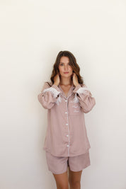Nude Champagne Satin Feather Springster Pajamas