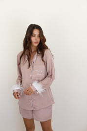Nude Champagne Satin Feather Springster Pajamas