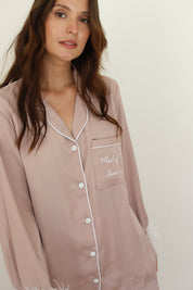 Nude Champagne Satin Feather Springster Pajamas