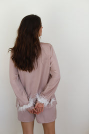 Nude Champagne Satin Feather Springster Pajamas