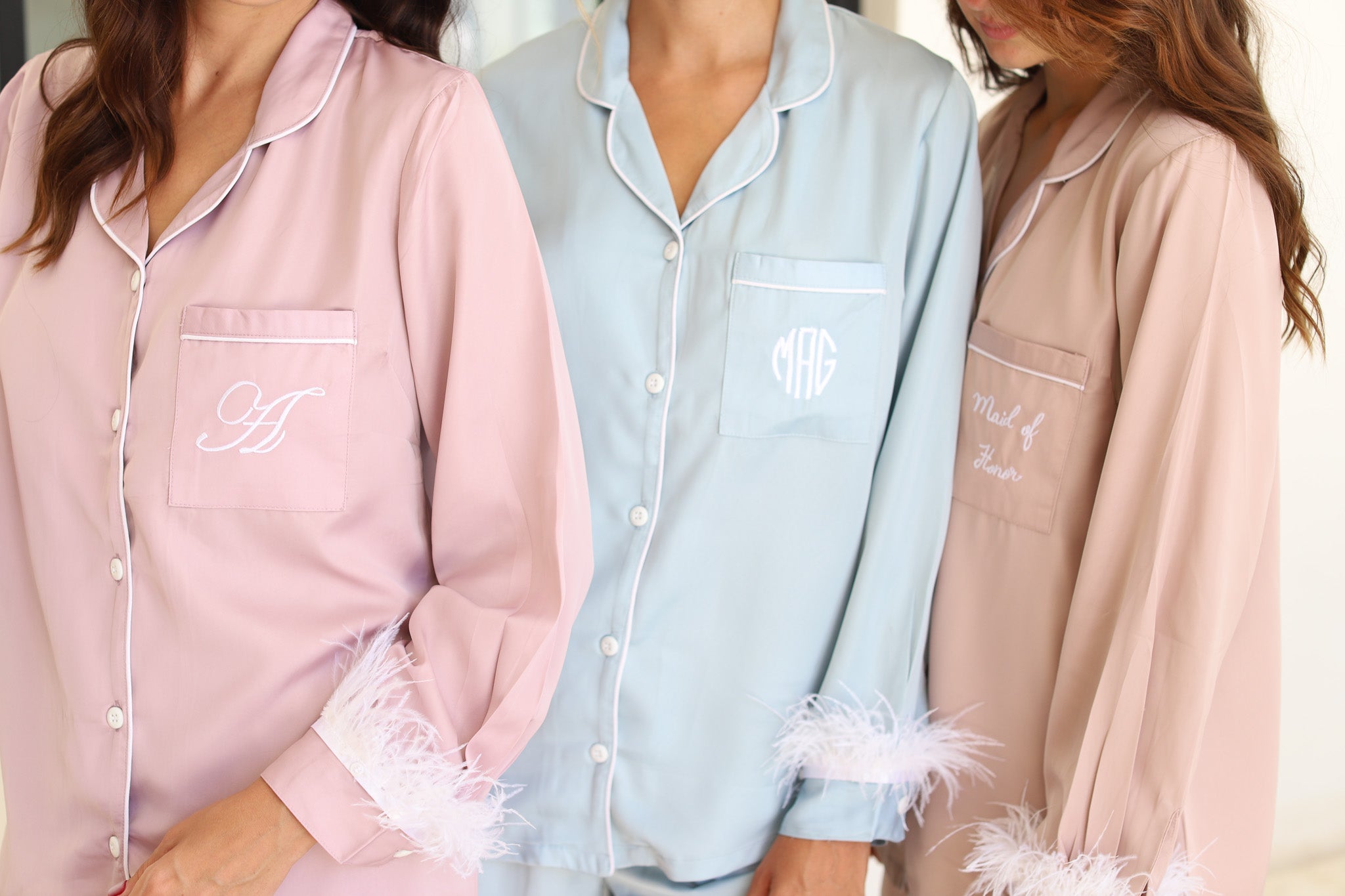 Blush Satin Feather Winterland Pajamas