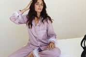 Mauve Satin Feather Winterland Pajamas