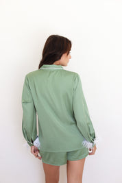 Sage Satin Feather Springster Pajamas
