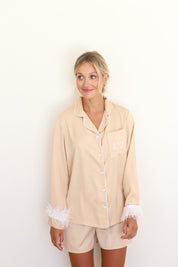 Ecru Satin Feather Springster Pajamas