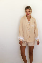 Ecru Satin Feather Springster Pajamas