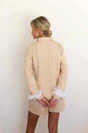 Ecru Satin Feather Springster Pajamas